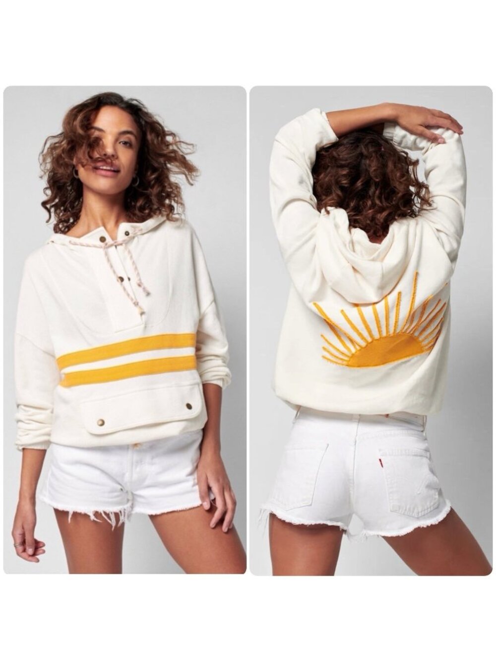 $168 Faherty Daybreak Hoodie Sweatshirt Morning Rays Sunshine Pullover Beach S
